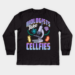 Funny Biologists Take Cellfies Biology Scientist Kids Long Sleeve T-Shirt